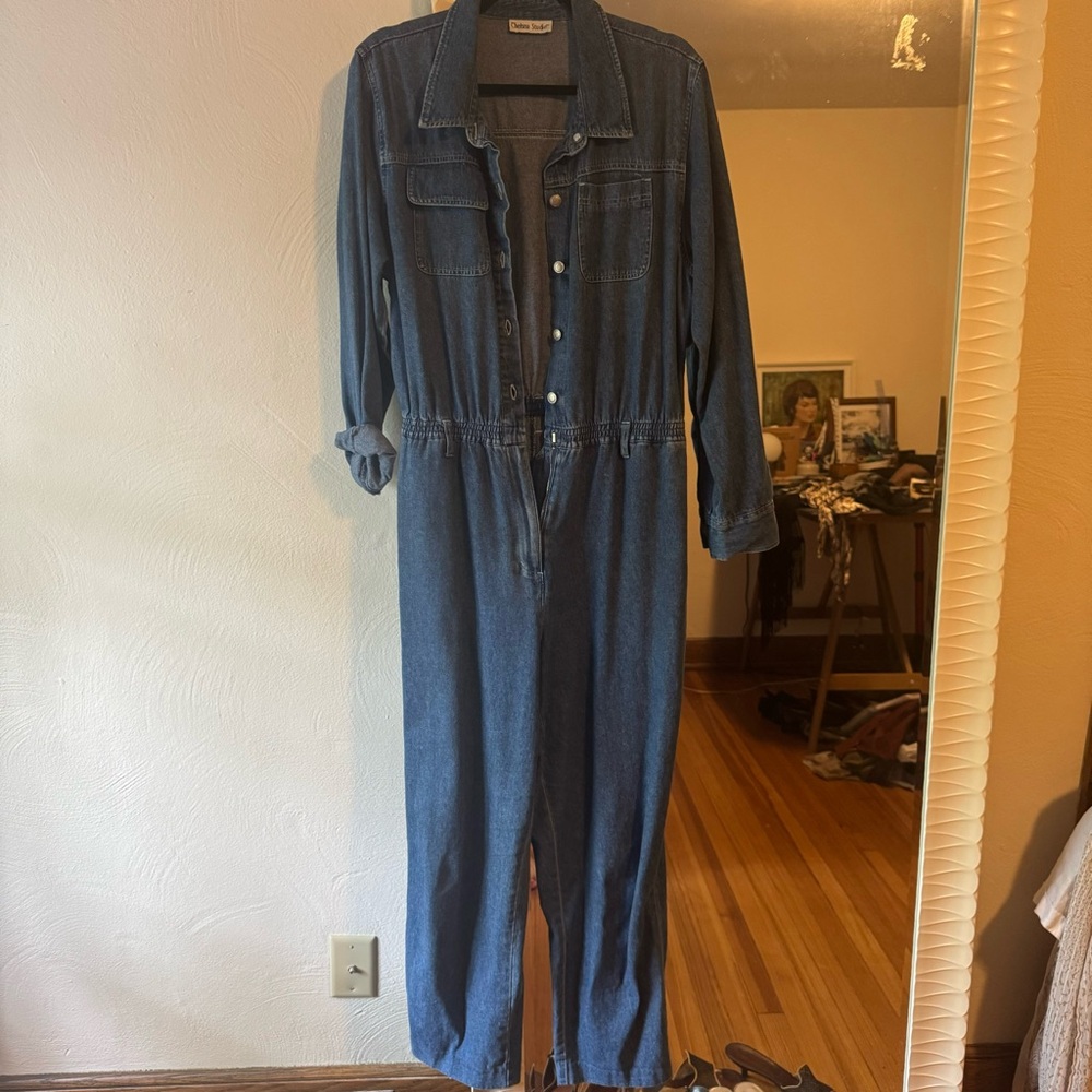 Vintage Chelsea Studio Denim Jumpsuit Coverall Vintage Elastic Waist 80s 90s